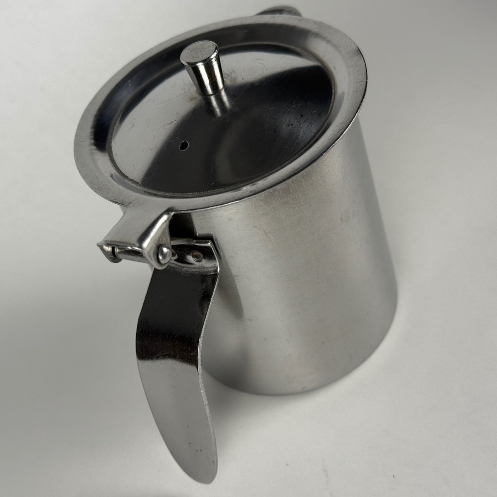 Vintage SERCO Japan Stainless Steel Creamer Syrup Dispenser Hinged Lid